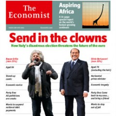 The Economist giudica clown Berlusconi e Grillo nella copertina